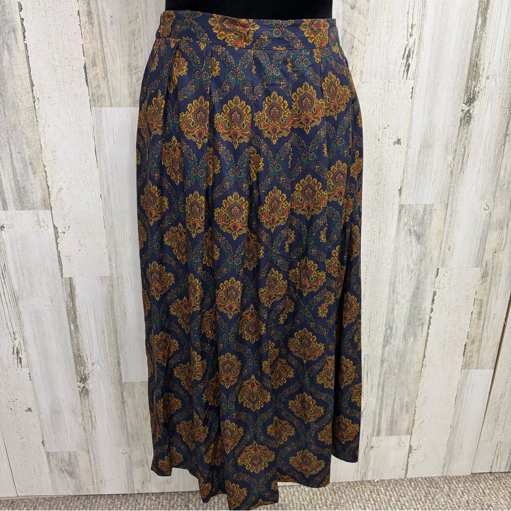 Worthington Vintage‎ Navy Paisley Midi Skirt